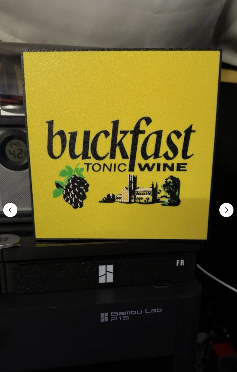 Buckfast Tonic Wine LED Light Box - USB Powered 3D Printed Sign for Home Bar & Man Cave