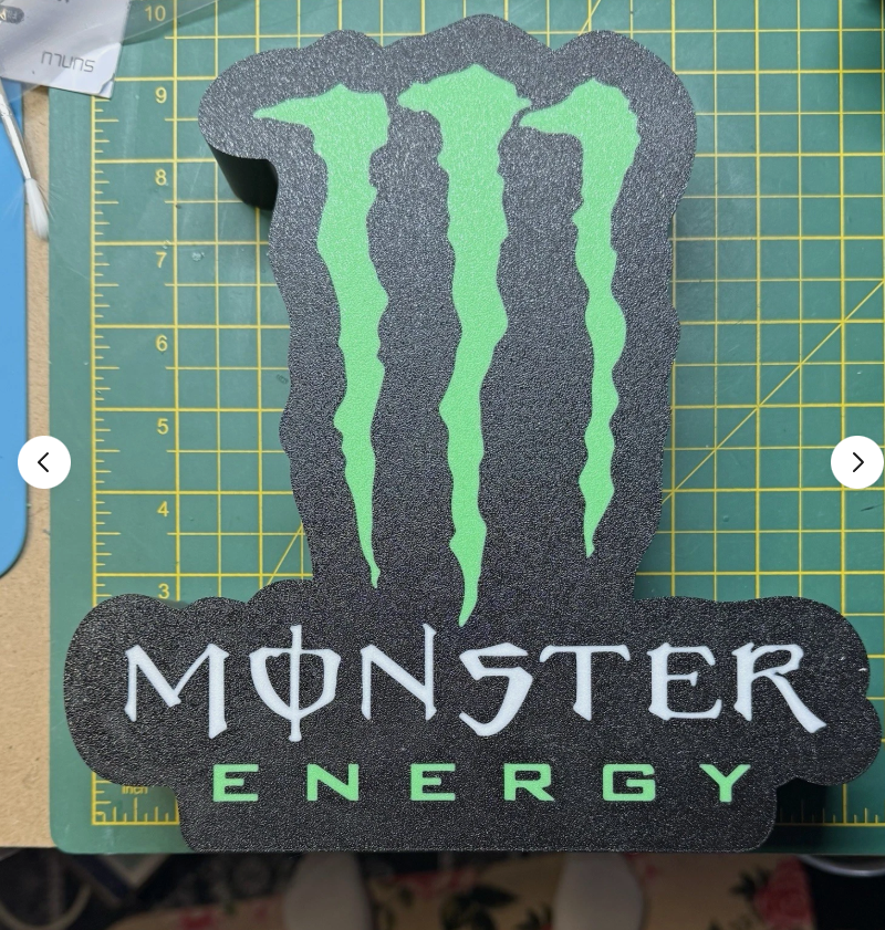 Monster Energy LED Light Box - USB Powered 3D Printed Sign for Gaming Room & Man Cave
