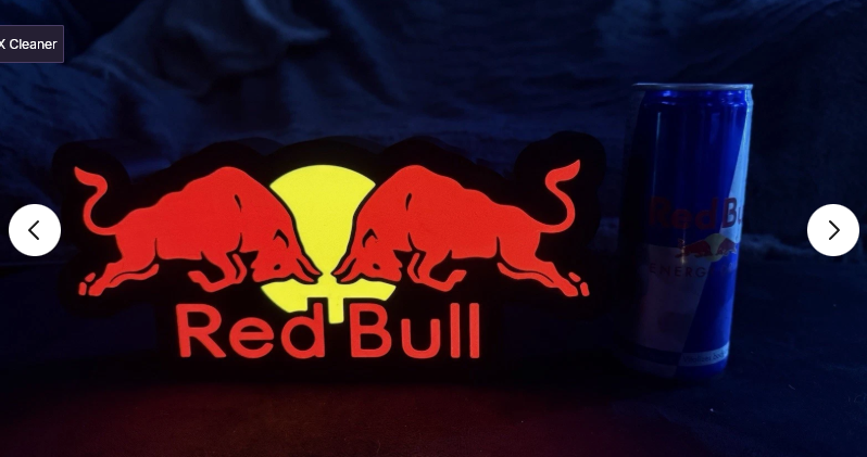 Red Bull LED Light Box - USB Powered 3D Printed Sign for Gaming Room & Man Cave
