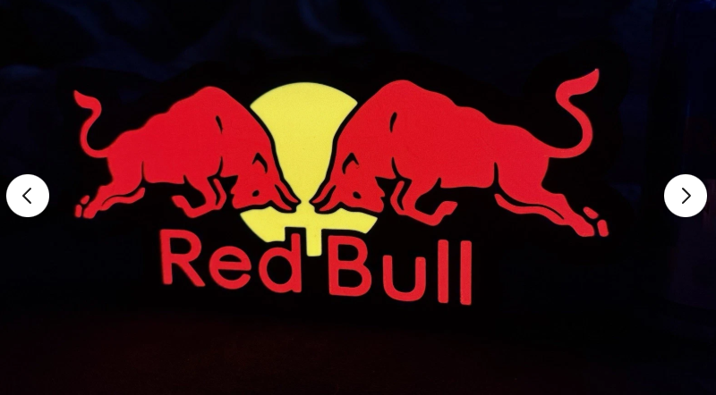 Red Bull LED Light Box - USB Powered 3D Printed Sign for Gaming Room & Man Cave
