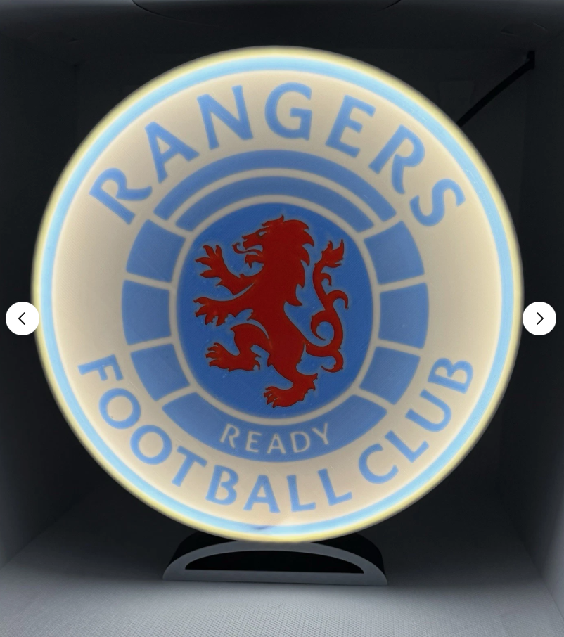 Glasgow Rangers FC LED Light Box - USB Powered 3D Printed Sign for Man Cave & Home Bar
