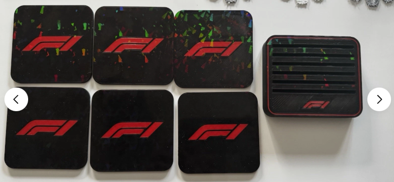 Formula 1 Track Coasters - 3D Printed Set of 4 with Holder | F1 Racing Gift