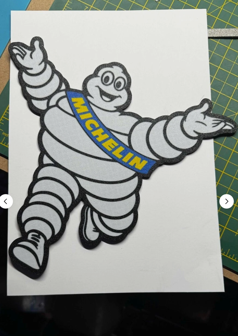 Michelin Man Sign - 3D Printed Bibendum Wall Decor (23cm x 25cm) for Garage & Man Cave