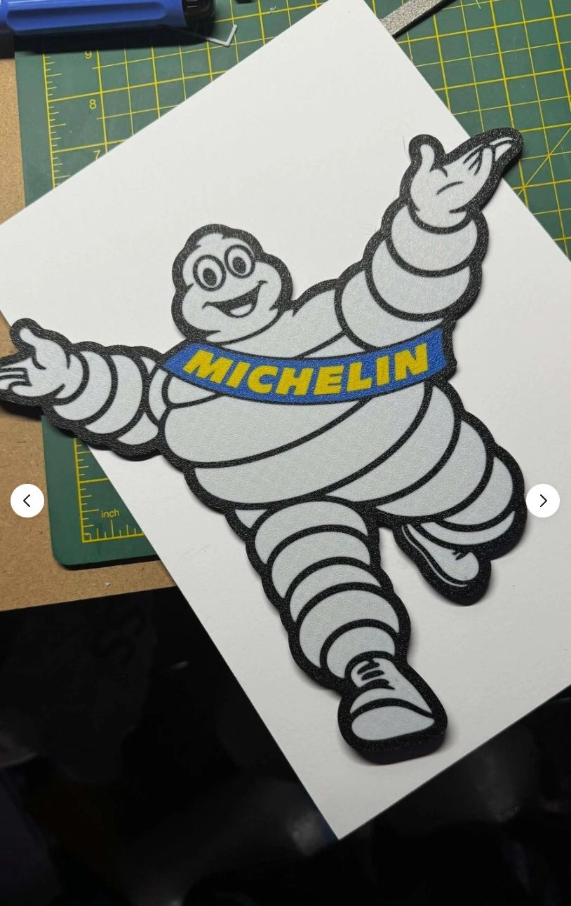 Michelin Man Sign - 3D Printed Bibendum Wall Decor (23cm x 25cm) for Garage & Man Cave